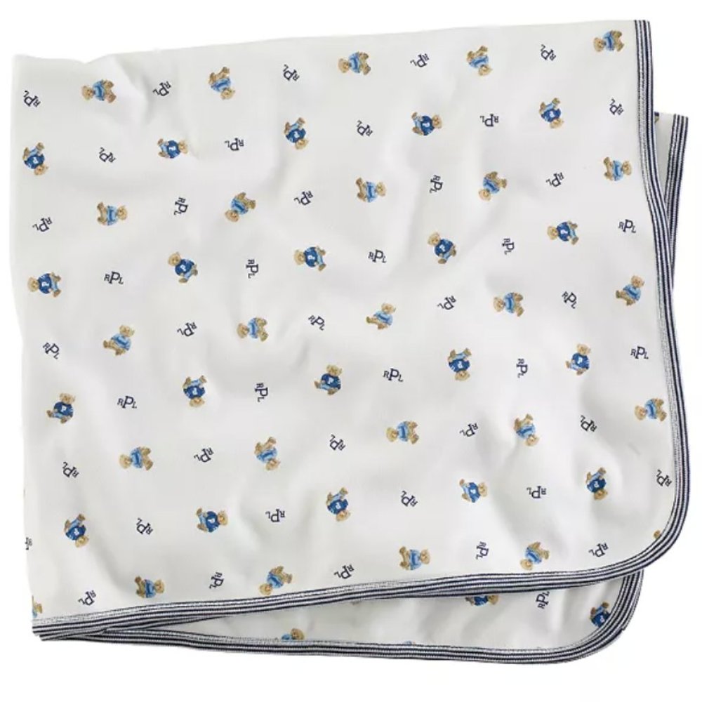 Polo Ralph Lauren Baby Boys' Layette Reversible Bear Printed Receiving Blanket
